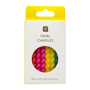 Colourful Bright Birthday Twirl Candles - 8 Pack