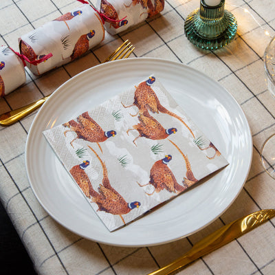 Festive Pheasant Christmas Napkins - 20 Pack