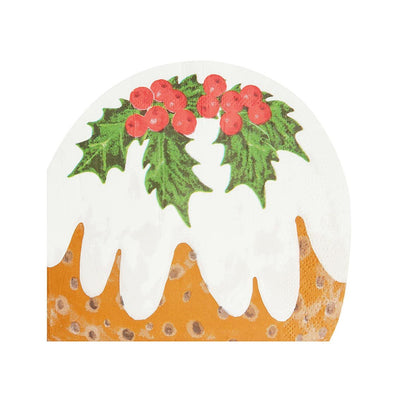 Holly Pudding Napkin - 16 Pack