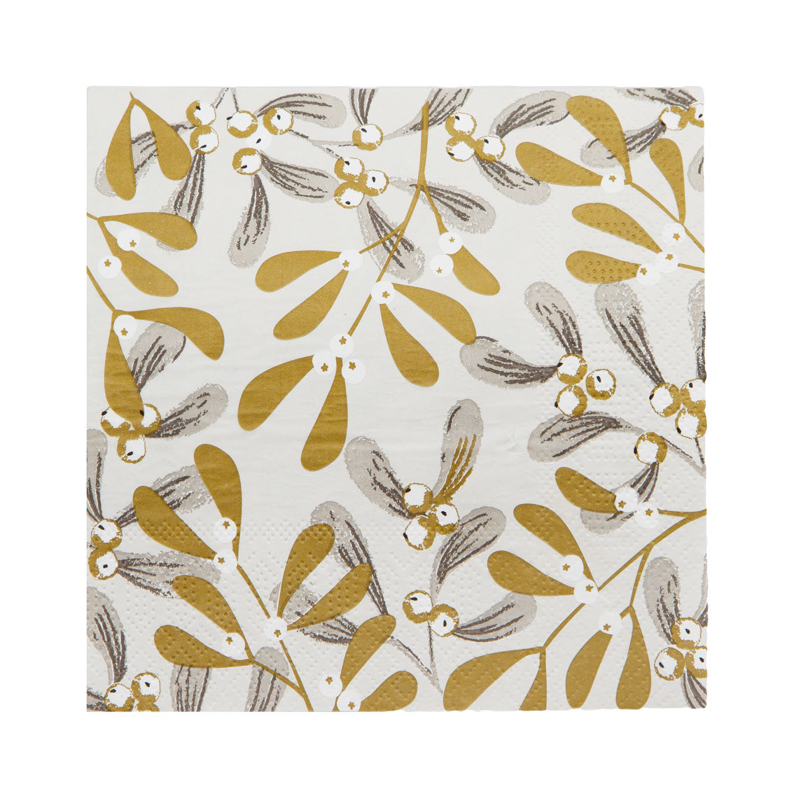 Gold Mistletoe Christmas Recyclable Napkins - 20 Pack