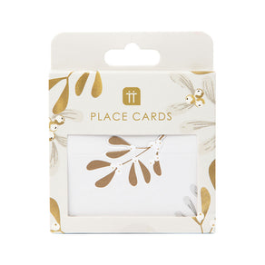 Gold Mistletoe Place Cards - 12 Pack