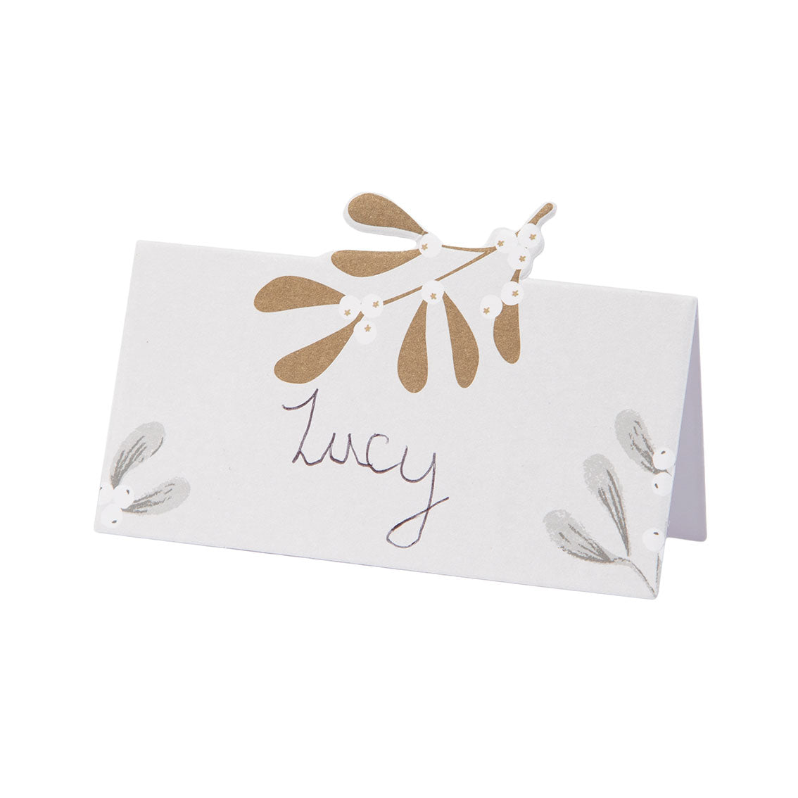 Gold Mistletoe Place Cards - 12 Pack