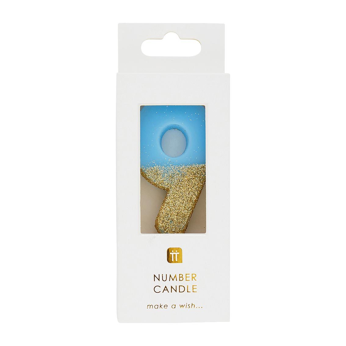 We Heart Birthday Glitter Number Candle Blue 9