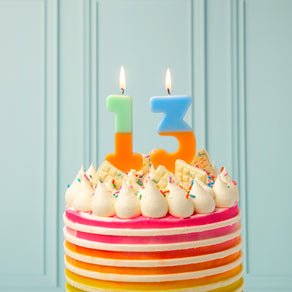 Orange and Light Blue Birthday Number Candle - 3