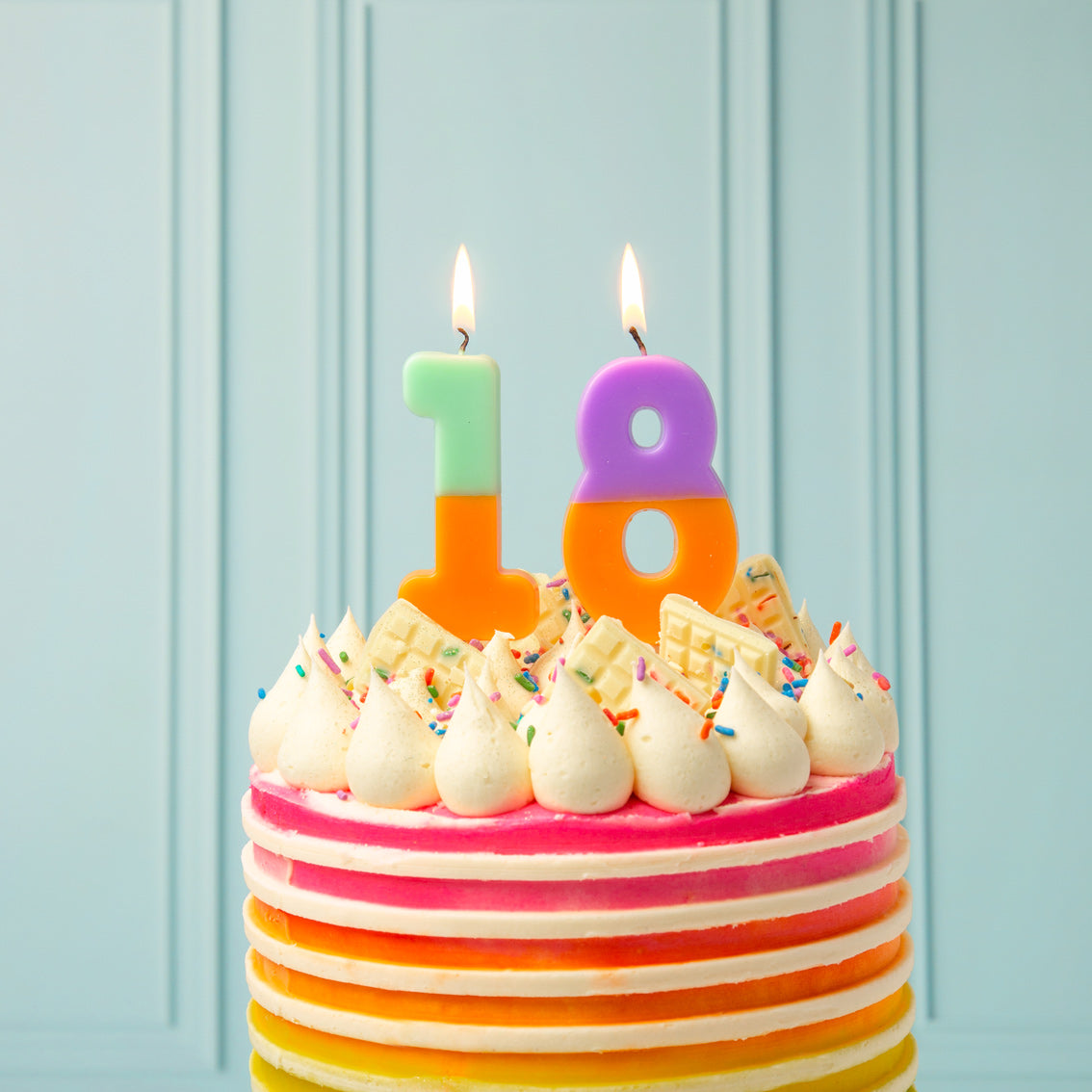 Orange and Purple Birthday Number Candle - 8