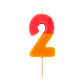 Orange and Pink Birthday Number Candle - 2