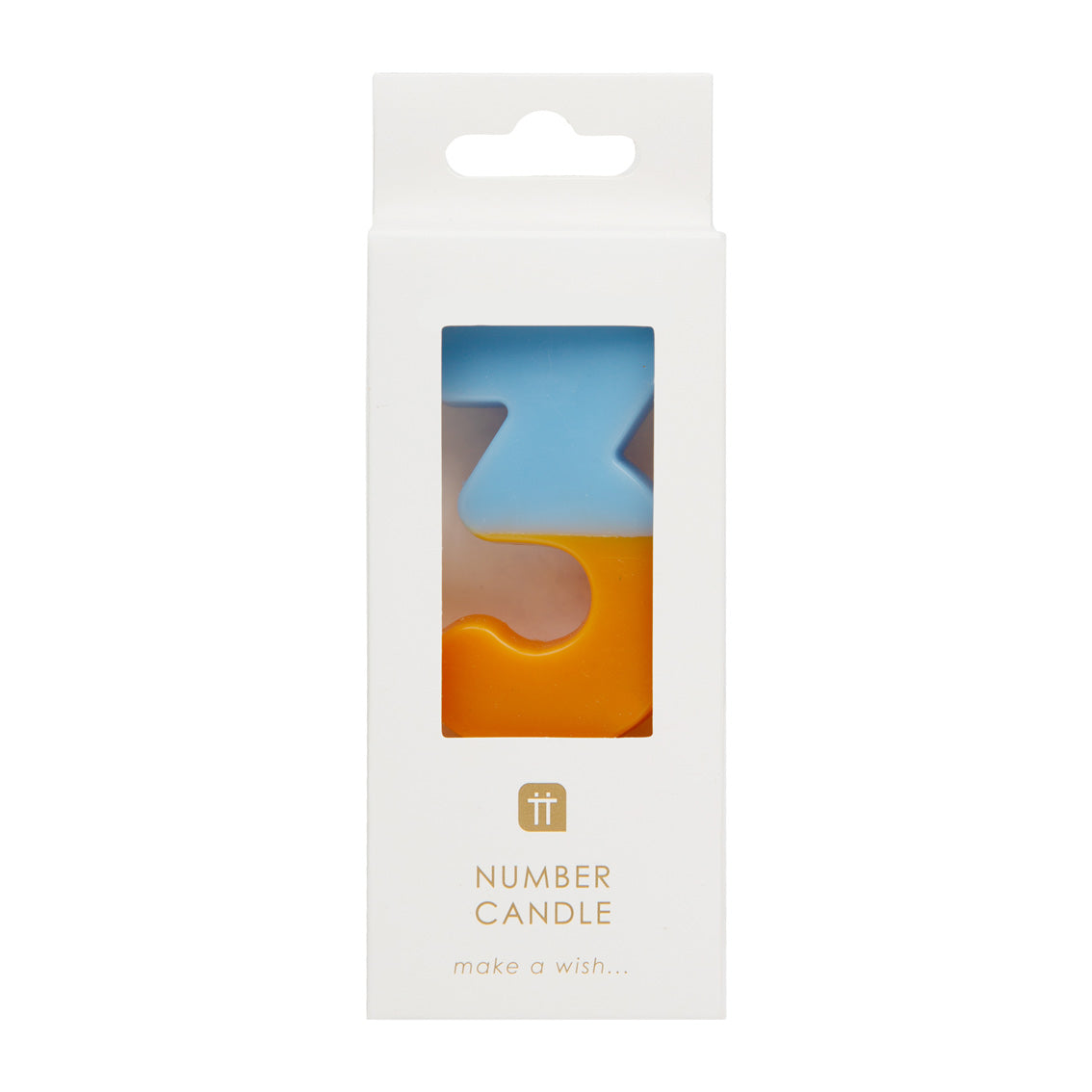 Orange and Light Blue Birthday Number Candle - 3