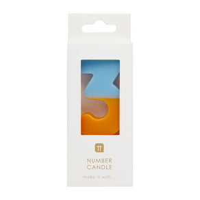 Orange and Light Blue Birthday Number Candle - 3