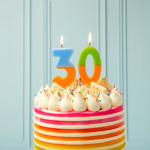 Orange and Light Blue Birthday Number Candle - 3