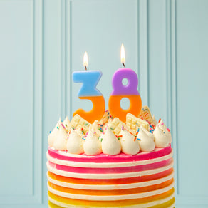 Orange and Light Blue Birthday Number Candle - 3