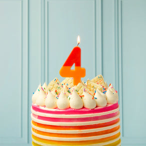 Orange and Red Birthday Number Candle - 4