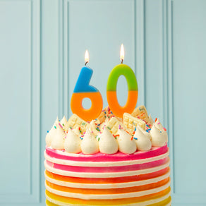 Orange and Green Birthday Number Candle - 0