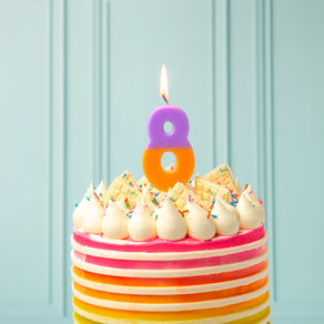 Orange and Purple Birthday Number Candle - 8