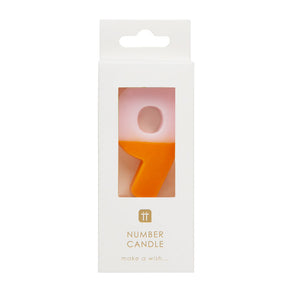 Orange and Light Pink Birthday Number Candle - 9