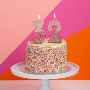 We Heart Birthdays Rose Gold Glitter Number Candle 2 - Talking Tables UK Public