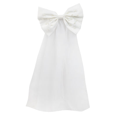 White Pearl Bow Bridal Veil