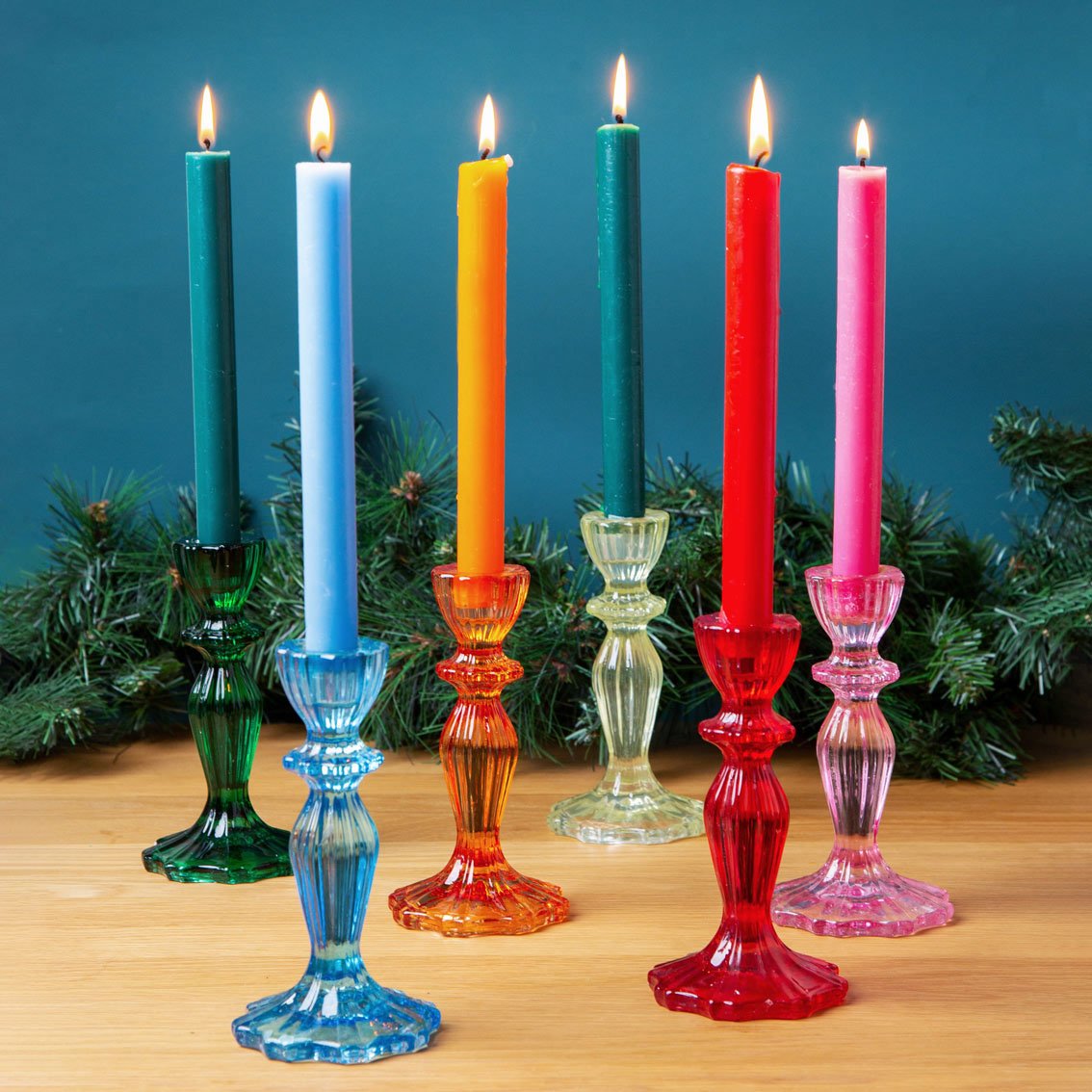 Blue Glass Candlestick Holder