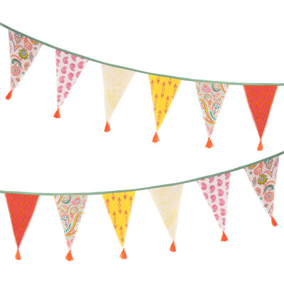 Orange & Pink Paisley Fabric Bunting - 3m