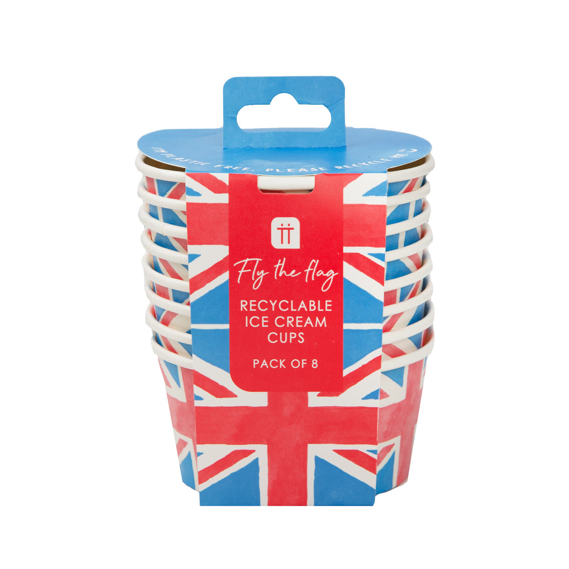 Royal Union Jack Flag Paper Ice Cream Cups - 8 Pack