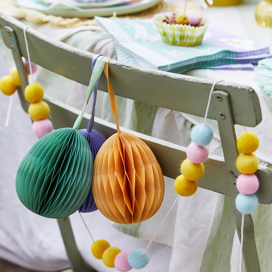 Small Pastel Felt Ball Garland - 2m