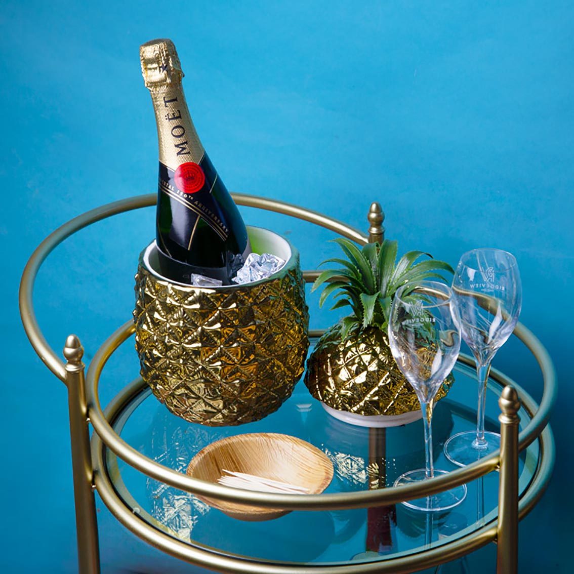 Gold Ceramic Pineapple Ice Bucket