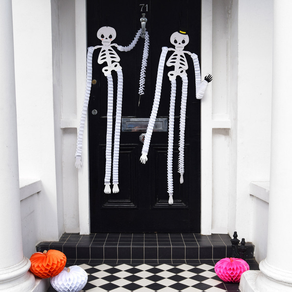 Halloween Skeleton Paper Honeycomb Hanging Decorations - 2 Pack