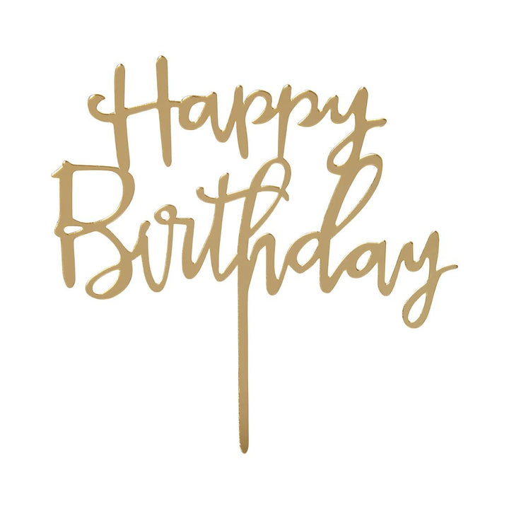 Gold Happy Birthday Cake Topper - Talking Tables UK