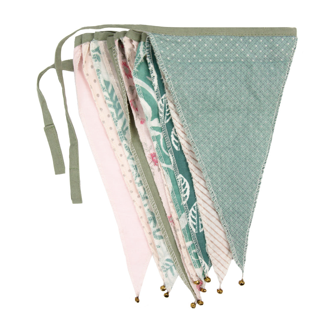 Sage and Pink Upcycled Fabric Bunting - 3m