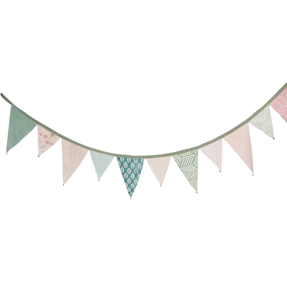 Sage and Pink Upcycled Fabric Bunting - 3m