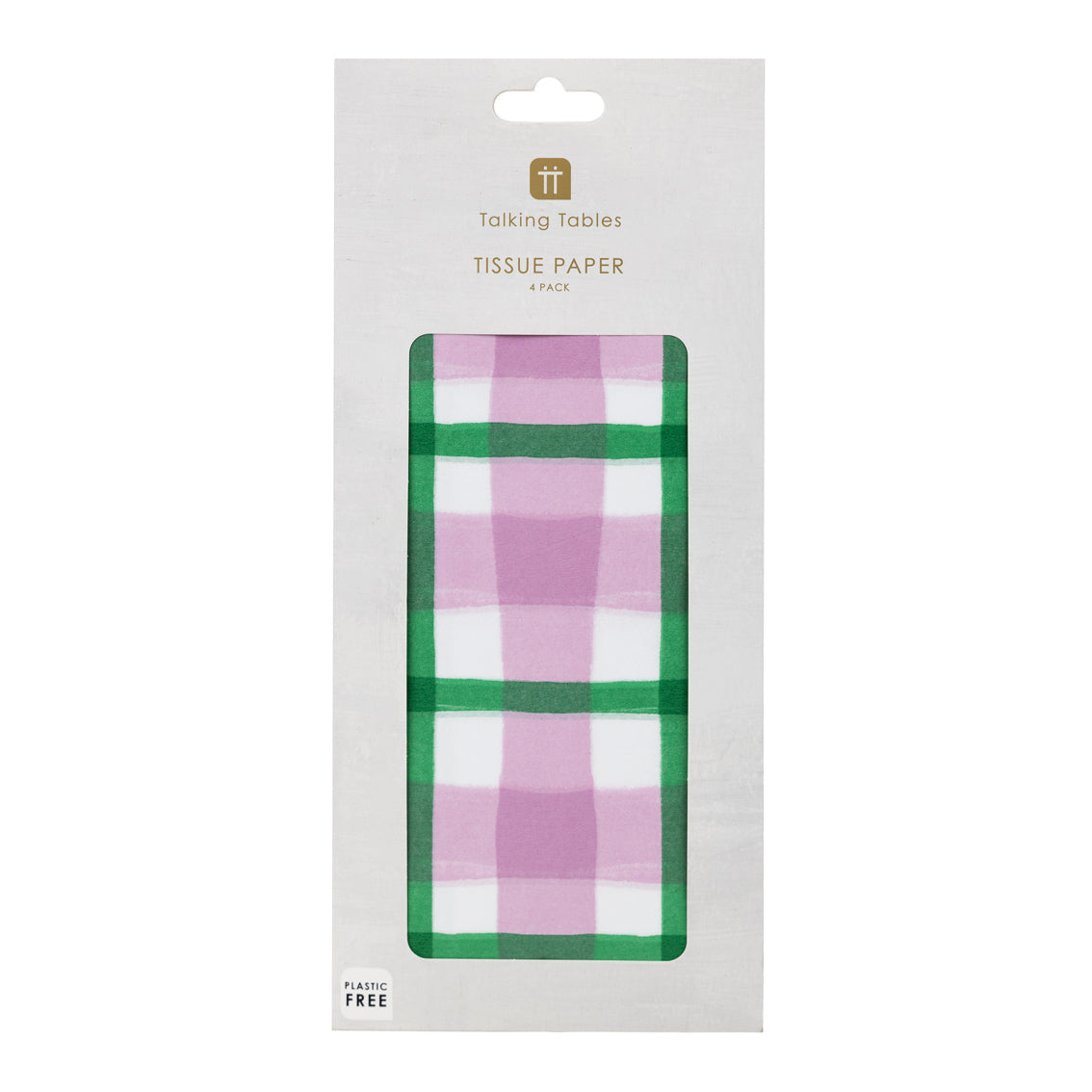 Green & Pink Gingham Tissue Paper - 4 Sheets