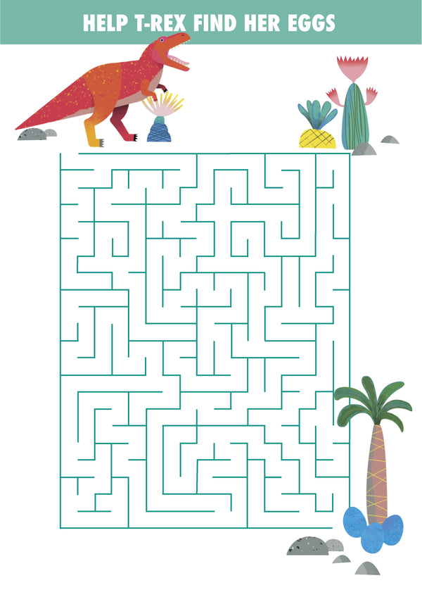 Maze game for children. Help the T- rex dinosaur find right way to