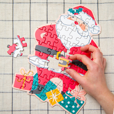 Santa Shaped Christmas Puzzle for Kids - 50 Piece