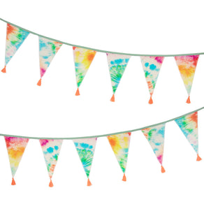 Rainbow Tie Dye Fabric Bunting, 3m