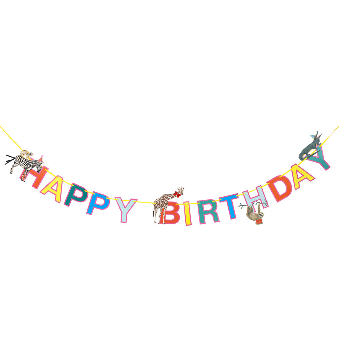 Party Safari Monkey & Zebra Happy Birthday Paper Garland - 3m