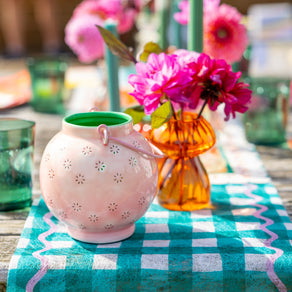 Pink & Green Metal Geometric Flower Lantern - Small