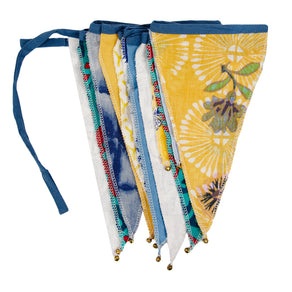 Moroccan Souk Blue and Yellow Upcycled Fabric Bunting - 3m