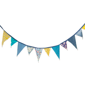 Moroccan Souk Blue and Yellow Upcycled Fabric Bunting - 3m