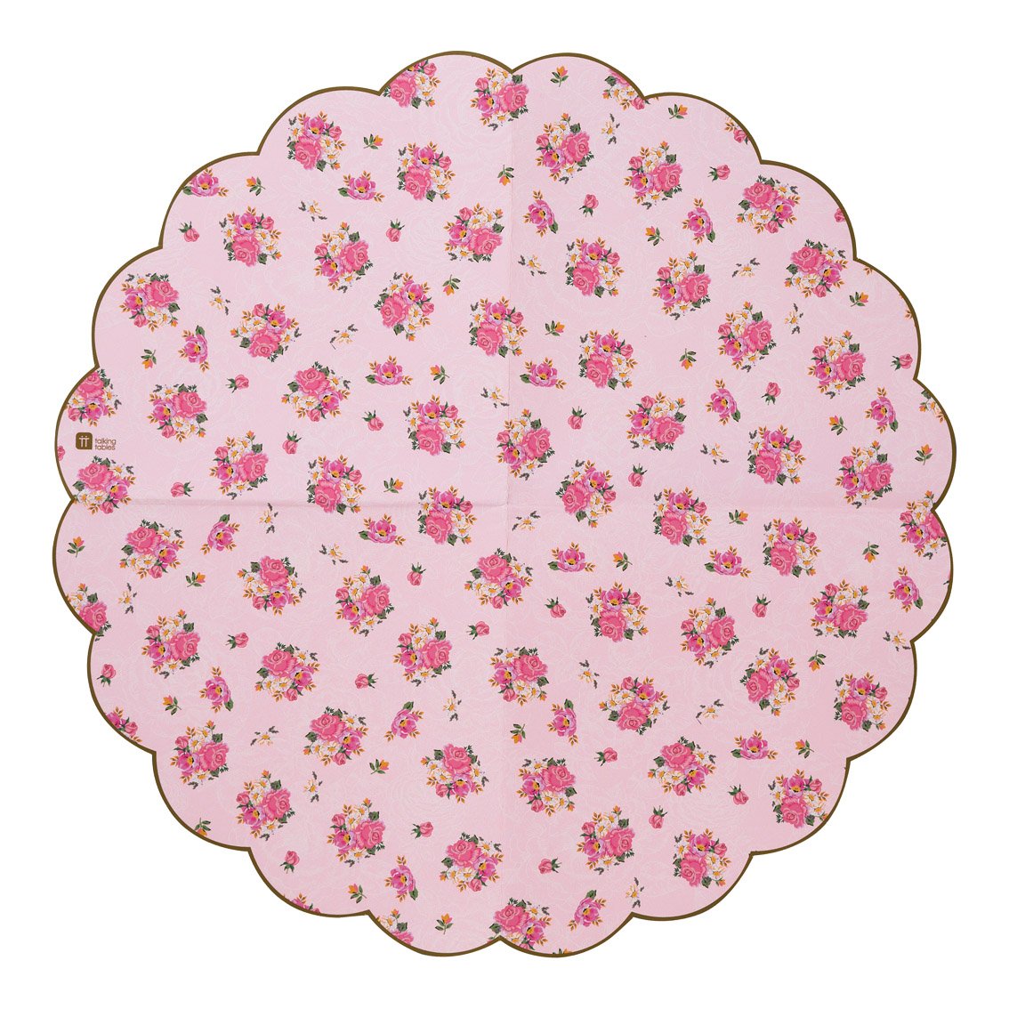 Pink Floral Scalloped Edge Paper Napkins