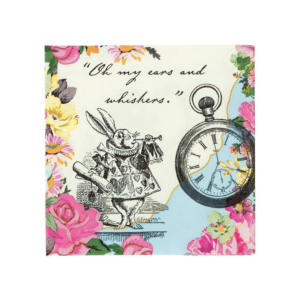 Alice in Wonderland Rabbit Floral Paper Napkin