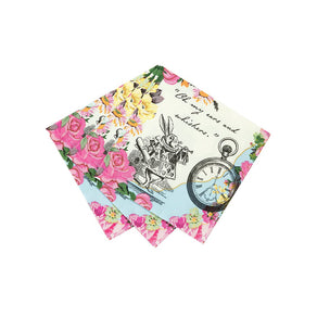 Alice in Wonderland Rabbit Floral Paper Napkin