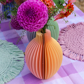 Yellow & Orange Ombre Honeycomb Paper Bud Vase